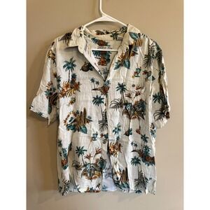 Batek Bay Mens Hawaiian Shirt Tropical Pineapple Vacation Button Up Large